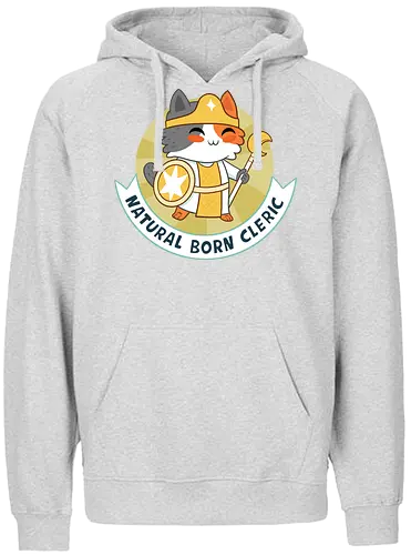 RPG Cats - Natural Born Cleric - RPGArt, FantasyIllustration, DungeonCrawl, CuteFantasy, rpg, Pen and Paper, Katzen, fantasy katzen, Pen and paper, RPG, gaming, fantasy, D20, 20 sided dice, character classes, rollenspiel, rpg, rpg katzen - Fairtrade Hoodie