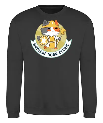 RPG Cats - Natural Born Cleric - RPGArt, FantasyIllustration, DungeonCrawl, CuteFantasy, rpg, Pen and Paper, Katzen, fantasy katzen, Pen and paper, RPG, gaming, fantasy, D20, 20 sided dice, character classes, rollenspiel, rpg, rpg katzen - Sweatshirt