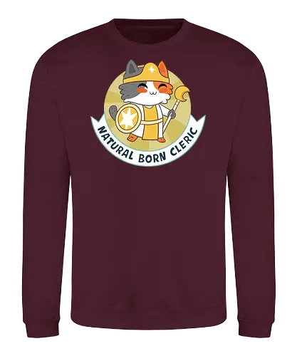 RPG Cats - Natural Born Cleric - RPGArt, FantasyIllustration, DungeonCrawl, CuteFantasy, rpg, Pen and Paper, Katzen, fantasy katzen, Pen and paper, RPG, gaming, fantasy, D20, 20 sided dice, character classes, rollenspiel, rpg, rpg katzen - Sweatshirt
