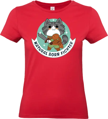 RPG Cats - Natural Born Fighter - RPGArt, FantasyIllustration, DungeonCrawl, CuteFantasy, rpg, Pen and Paper, Katzen, fantasy katzen, Pen and paper, RPG, gaming, fantasy, D20, 20 sided dice, character classes, rollenspiel, rpg, rpg katzen - Standard T-Shirt (Women)