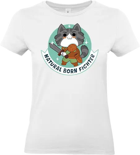 RPG Cats - Natural Born Fighter - RPGArt, FantasyIllustration, DungeonCrawl, CuteFantasy, rpg, Pen and Paper, Katzen, fantasy katzen, Pen and paper, RPG, gaming, fantasy, D20, 20 sided dice, character classes, rollenspiel, rpg, rpg katzen - Standard T-Shirt (Women)