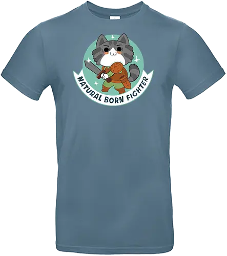 RPG Cats - Natural Born Fighter - RPGArt, FantasyIllustration, DungeonCrawl, CuteFantasy, rpg, Pen and Paper, Katzen, fantasy katzen, Pen and paper, RPG, gaming, fantasy, D20, 20 sided dice, character classes, rollenspiel, rpg, rpg katzen - Standard T-Shirt