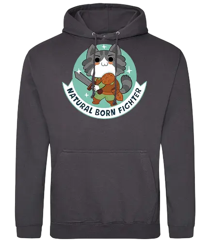 RPG Cats - Natural Born Fighter - RPGArt, FantasyIllustration, DungeonCrawl, CuteFantasy, rpg, Pen and Paper, Katzen, fantasy katzen, Pen and paper, RPG, gaming, fantasy, D20, 20 sided dice, character classes, rollenspiel, rpg, rpg katzen - Standard Hoodie