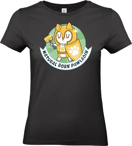 RPG Cats - Natural Born Pawladin - RPGArt, FantasyIllustration, DungeonCrawl, CuteFantasy, rpg, Pen and Paper, Katzen, fantasy katzen, Pen and paper, RPG, gaming, fantasy, D20, 20 sided dice, character classes, rollenspiel, rpg, rpg katzen - Standard T-Shirt (Women)
