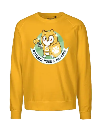 RPG Cats - Natural Born Pawladin - RPGArt, FantasyIllustration, DungeonCrawl, CuteFantasy, rpg, Pen and Paper, Katzen, fantasy katzen, Pen and paper, RPG, gaming, fantasy, D20, 20 sided dice, character classes, rollenspiel, rpg, rpg katzen - Fairtrade Sweatshirt
