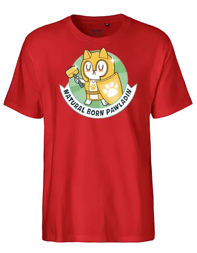 RPG Cats - Natural Born Pawladin - RPGArt, FantasyIllustration, DungeonCrawl, CuteFantasy, rpg, Pen and Paper, Katzen, fantasy katzen, Pen and paper, RPG, gaming, fantasy, D20, 20 sided dice, character classes, rollenspiel, rpg, rpg katzen - Fairtrade T-Shirt