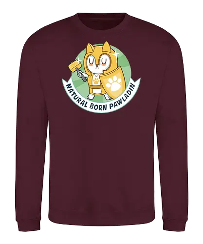 RPG Cats - Natural Born Pawladin - RPGArt, FantasyIllustration, DungeonCrawl, CuteFantasy, rpg, Pen and Paper, Katzen, fantasy katzen, Pen and paper, RPG, gaming, fantasy, D20, 20 sided dice, character classes, rollenspiel, rpg, rpg katzen - Sweatshirt