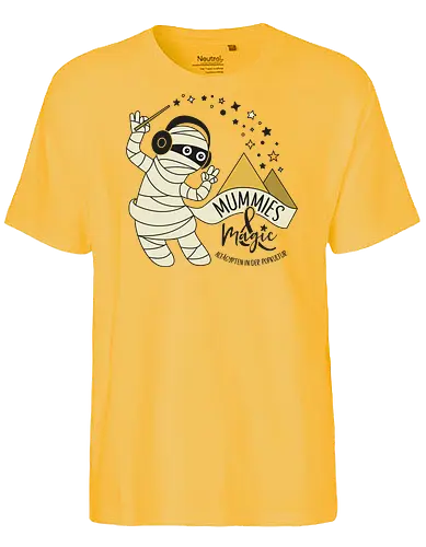 Logo Mummies & Magic (Front) - Nilpferd, Krokodil, Mumie, Ägypten, Podcast, Pyramide - Fairtrade T-Shirt