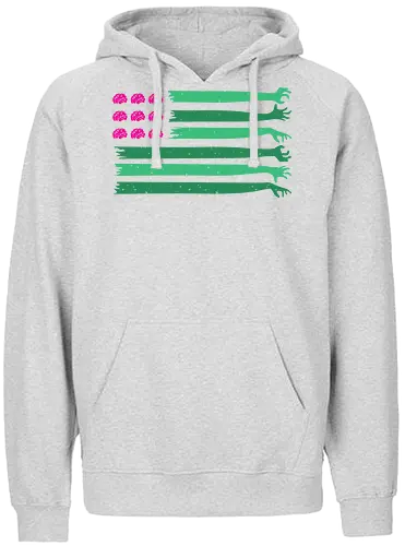 american zombie flag  - zombie, undead, halloween, brain, horror, creepy, scary, cool, flag, candy, sweet, pop culture - Fairtrade Hoodie