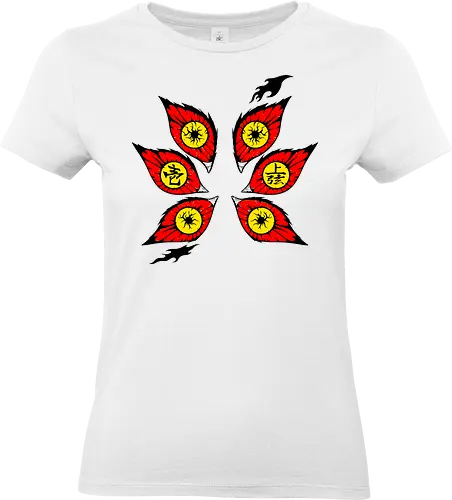 Slayer Upper Moons Eyes Anime Art Print - Slayer, Upper Moons, anime eyes, anime, manga, villain, Muzan Kibutsuji, Twelve Kizuki, anime art, fan merchandise, demonic, Japanese characters, shonen, anime print, Japanese animation, spooky, demon, iconic - Standard T-Shirt (Women)