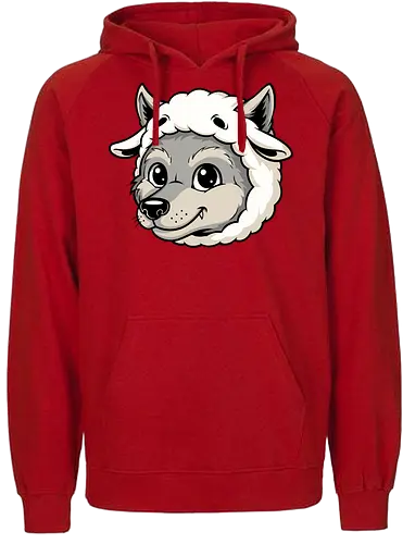 Cute but Dangerous - wolf in sheep’s clothing, cute wolf art, funny wolf design, dangerous but cute, kawaii wolf illustration, cartoon wolf design, dark humor art, ironic animal art, bold graphic design, unique t-shirt print, POD design wolf, retro cartoon animal, clever illustration, funny predator prey art, stylish wolf art, sheep disguise wolf, humor animal design, alternative art print, wolf lover gift, bold streetwear wolf - Fairtrade Hoodie
