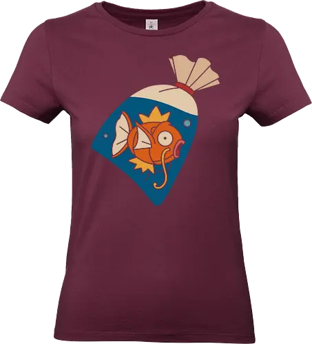 Fish in a Bag Splash Pocket Anime Art - Fish, fish in a bag, anime, manga, video game, Splash, nostalgia, retro gaming, fan merchandise, water type, shonen, Japanese animation, anime print, cute, funny, iconic, Magikarp art - Standard T-Shirt (Women)