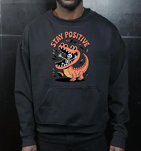 Stay Positive Dinosaur Skeleton