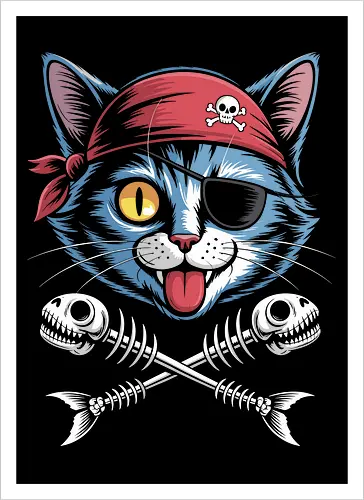 Pirate Cat Skull Crossbones