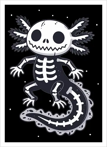 Skeleton Axolotl Cute Spooky