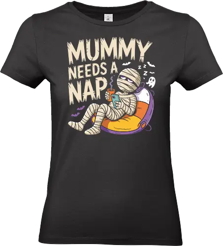 Mummy Needs a Nap Funny - mummy needs a nap t-shirt, funny halloween shirt, tired mummy tee, halloween humor t-shirt, spooky funny shirt, coffee lover halloween shirt, cute mummy design tee, halloween costume t-shirt, funny monster shirt, lazy halloween graphic tee, halloween party shirt, mummy coffee shirt - Standard T-Shirt (Women)