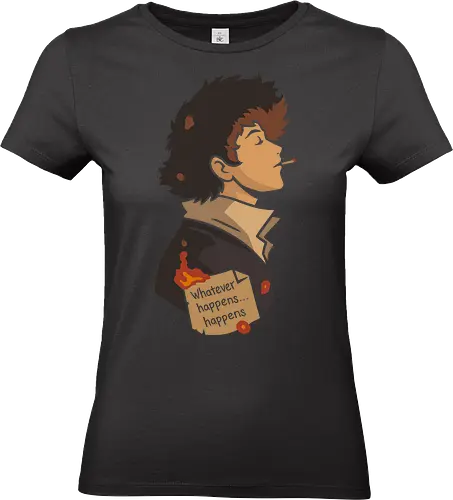 The Weight of Fate - Spike Spiegel, Cowboy, minimalist anime art, Whatever happens happens, Faye Valentine, Jet Black, Ed, Ein, anime poster, retro anime, Japanese animation, vector art, fan art, anime T-shirt design, anime print, Bebop, space bounty hunter - Standard T-Shirt (Women)