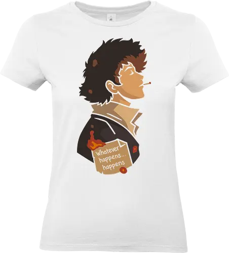The Weight of Fate - Spike Spiegel, Cowboy, minimalist anime art, Whatever happens happens, Faye Valentine, Jet Black, Ed, Ein, anime poster, retro anime, Japanese animation, vector art, fan art, anime T-shirt design, anime print, Bebop, space bounty hunter - Standard T-Shirt (Women)