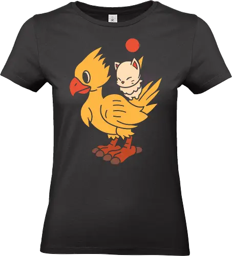 Kweh and Kupo Duo - Chocobo's Dungeon, Kweh, Kupo, Final, gaming art, video game characters, minimalist art, retro gaming, JRPG, fantasy creatures, fan art, kawaii, cute anime, gaming merchandise, Final Fantasy IX, Final Fantasy art - Standard T-Shirt (Women)