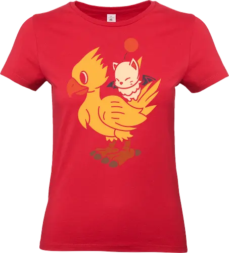 Kweh and Kupo Duo - Chocobo's Dungeon, Kweh, Kupo, Final, gaming art, video game characters, minimalist art, retro gaming, JRPG, fantasy creatures, fan art, kawaii, cute anime, gaming merchandise, Final Fantasy IX, Final Fantasy art - Standard T-Shirt (Women)