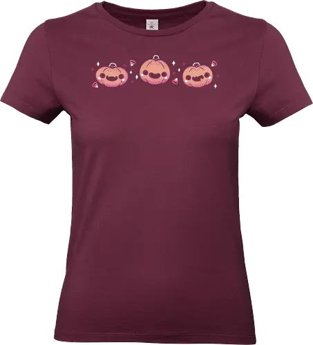 Kawaii Cute Halloween Pumpkins - pumpkins, halloween, cute pumpkin, kawaii pumpkin, candy corn, spooky cute, creepy cute, adorable, happy, love, pink, horror, autumn, goth, xmorfina - Standard T-Shirt (Women)