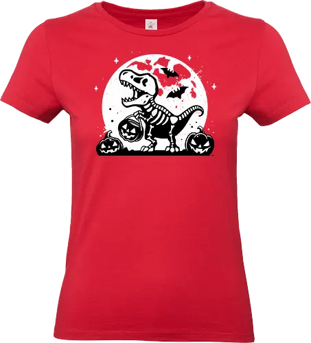 Spooky T-Rex Skeleton - scary, dinosaur, trex, skeleton, halloween, spooky, pumpkin, trick or treat, moon, bats, bones, jurassic, creepy, gothic, prehistoric - Standard T-Shirt (Women)