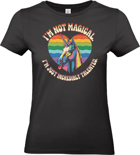 I’m Not Magical Unicorn Funny - rainbow retro style unicorn shirt, funny unicorn t-shirt, rainbow unicorn shirt, retro unicorn tee, pride unicorn t-shirt, sarcastic unicorn shirt, colorful unicorn graphic tee, quirky unicorn shirt, lgbt pride rainbow shirt, unicorn lover gift shirt, funny pride shirt, magical unicorn parody tee - Standard T-Shirt (Women)