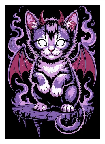 Demon Cat with Wings Gothic