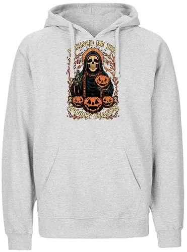Blessed Spooky Season - Halloween, Skull, Skeleton, Halloween Art, Halloween Humor, Halloween Design, Halloween Aesthetic, Halloween Pumpkin, Creepy, Fright, Creepy, Scary, Bats, Bat, Sacred, Pumpkin, Pumpkin Head, Pumpkin Carving, Vibe, Spooky, Spooky Season, Spooky Skeleton, Candle, Blessed, Bless - Fairtrade Hoodie