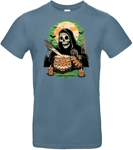 Halloween Pumpkin Carving  - halloween, carving, god, creepy, samhaim, spooky, autumn, skull, skeleton, pumpkin - Standard T-Shirt