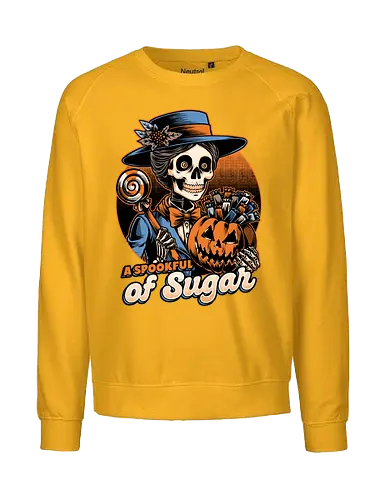 Halloween Spooky Sugar - halloween, holiday, october, spooky, trick or treat, Vintage, Retro Vintage, movie, classic, Scary, creepy, skeleton, skull, spoonful, sugar, musical, candy, pumpkin - Fairtrade Sweatshirt