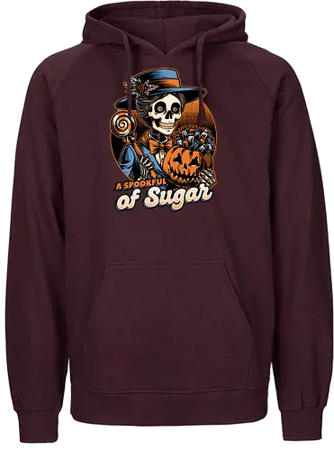 Halloween Spooky Sugar - halloween, holiday, october, spooky, trick or treat, Vintage, Retro Vintage, movie, classic, Scary, creepy, skeleton, skull, spoonful, sugar, musical, candy, pumpkin - Fairtrade Hoodie