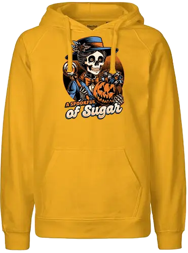 Halloween Spooky Sugar - halloween, holiday, october, spooky, trick or treat, Vintage, Retro Vintage, movie, classic, Scary, creepy, skeleton, skull, spoonful, sugar, musical, candy, pumpkin - Fairtrade Hoodie