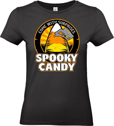 Halloween Candy Surprise - October, Surprise, Halloween, Spooky, Spooky Season, Urban Legend, Mystery, Candy, Candy Corn, Check Your Candy, Horror - Standard T-Shirt (Women)