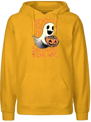 Halloween Ghost Candies  - Halloween, Spooky, Spooky Season, Mystery, trick or treat, trick r treat, cute, happy, Candy, Candy Corn, Horror, October, Surprise, creepy, ghost, pumpkin, boo - Fairtrade Hoodie
