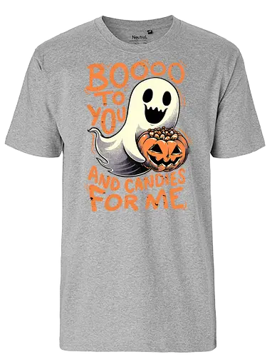 Halloween Ghost Candies  - Halloween, Spooky, Spooky Season, Mystery, trick or treat, trick r treat, cute, happy, Candy, Candy Corn, Horror, October, Surprise, creepy, ghost, pumpkin, boo - Fairtrade T-Shirt