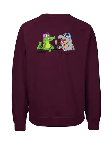 Mummies & Magic - Hippo und Kroko (Rücken) - Nilpferd, Krokodil, Mumie, Ägypten, Podcast, Pyramide - Fairtrade Sweatshirt