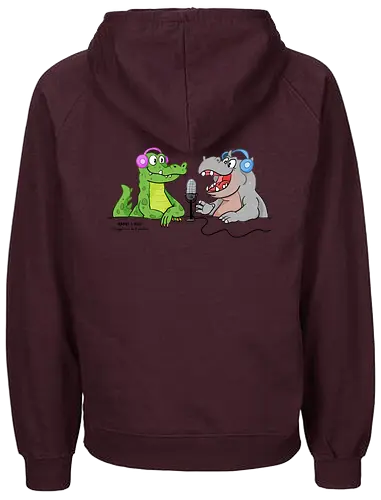 Mummies & Magic - Hippo und Kroko (Rücken) - Nilpferd, Krokodil, Mumie, Ägypten, Podcast, Pyramide - Fairtrade Hoodie