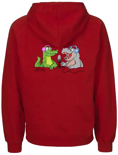 Mummies & Magic - Hippo und Kroko (Rücken) - Nilpferd, Krokodil, Mumie, Ägypten, Podcast, Pyramide - Fairtrade Hoodie