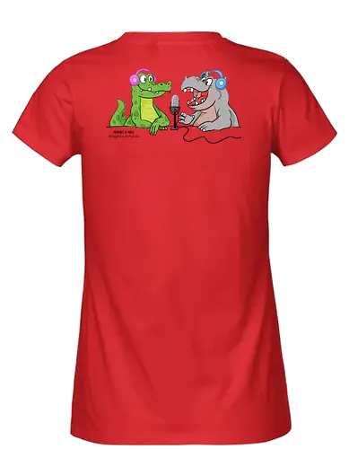 Mummies & Magic - Hippo und Kroko (Rücken) - Nilpferd, Krokodil, Mumie, Ägypten, Podcast, Pyramide - Fairtrade Girl Shirt