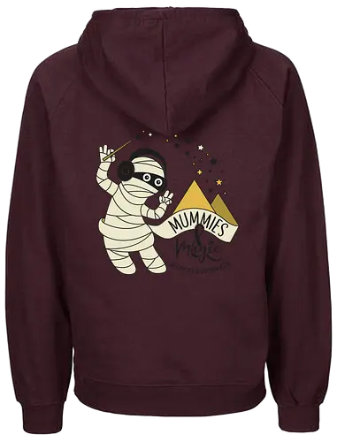 Logo Mummies & Magic (Rücken) - Nilpferd, Krokodil, Podcast, Pyramide, Mumie, Ägypten - Fairtrade Hoodie