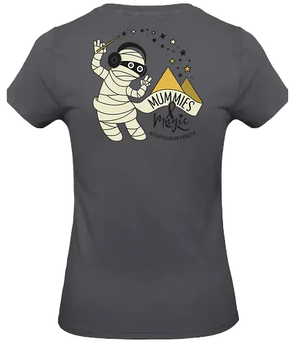 Logo Mummies & Magic (Rücken) - Nilpferd, Krokodil, Podcast, Pyramide, Mumie, Ägypten - Standard T-Shirt (Women)