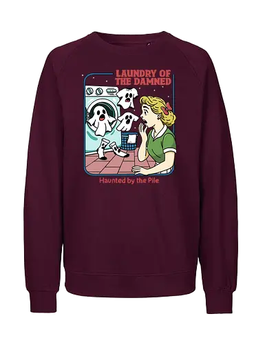 Laundry of the Damned - laundry, clothes, humor, funny, relatable, dirty, haunted, burnout, washing machine, ghost, missing sock, household, relatable, halloween - Fairtrade Sweatshirt