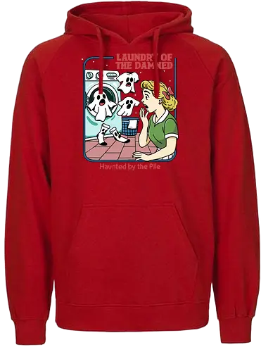 Laundry of the Damned - laundry, clothes, humor, funny, relatable, dirty, haunted, burnout, washing machine, ghost, missing sock, household, relatable, halloween - Fairtrade Hoodie