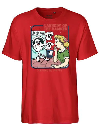 Laundry of the Damned - laundry, clothes, humor, funny, relatable, dirty, haunted, burnout, washing machine, ghost, missing sock, household, relatable, halloween - Fairtrade T-Shirt