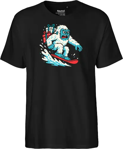 Yeti Snowboarding with Christmas Gifts