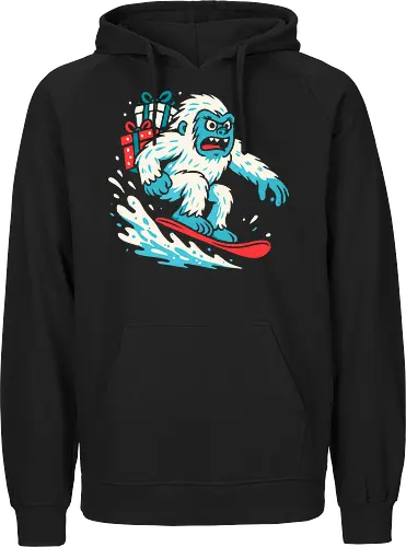 Yeti Snowboarding with Christmas Gifts