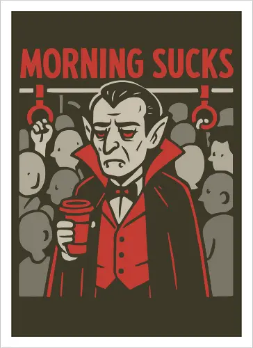Morning Sucks - Grumpy Vampire Commuter