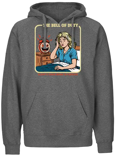 The Bell of Duty - salary, job, mental health, working mom, retro, horror, duty, bell, alarm, working, employee, office life, modern life, humor, relatable, sarcasm - Fairtrade Hoodie