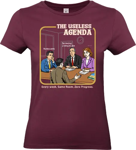 The Useless Agenda - daily meeting, working, boring, burnout, daily office, office life, horror, retro, employee, salary, sarcastic, relatable, nine to five - Standard T-Shirt (Women)